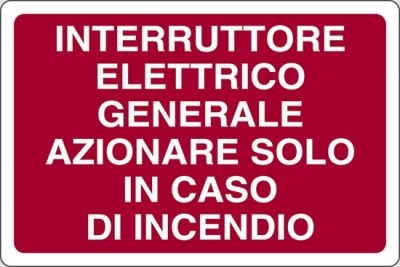 Interruttore elettrico generale azionare solo in caso di incendio