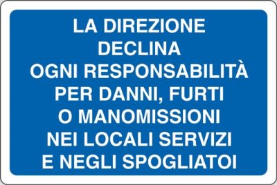 La direzione declina ogni responsabilità per danni, furti o manomissioni nei locali servizi e negli spogliatoi