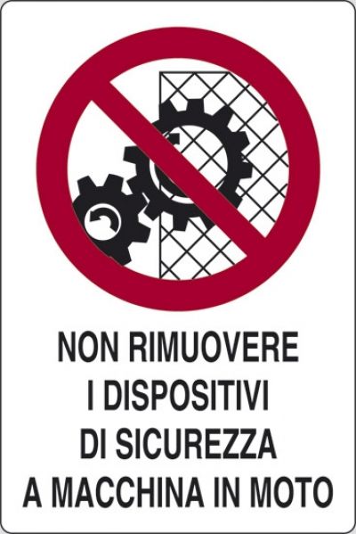 Non rimuovere i dispositivi di sicurezza a macchina in moto