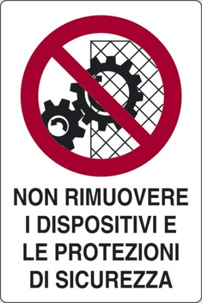 Non rimuovere i dispositivi e le protezioni di sicurezza