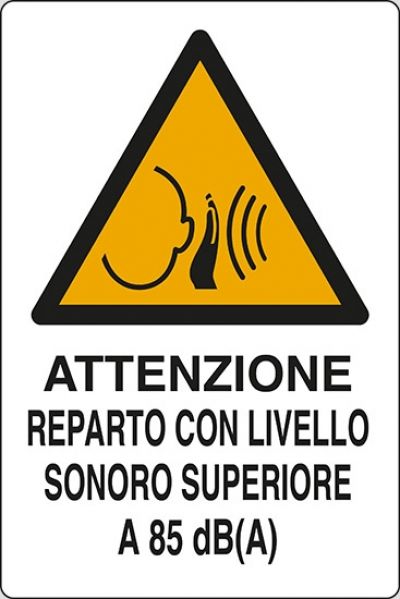 Attenzione reparto con livello sonoro superiore a 85 dB(A)