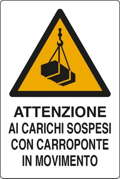 Attenzione ai carichi sospesi con carroponte in movimento