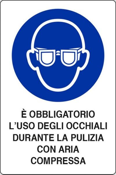 E' obbligatorio l'uso degli occhiali durante la pulizia con aria compressa