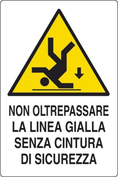 Non oltrepassare la linea gialla senza cintura di sicurezza