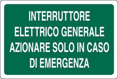 Interruttore elettrico generale azionare solo in caso di emergenza